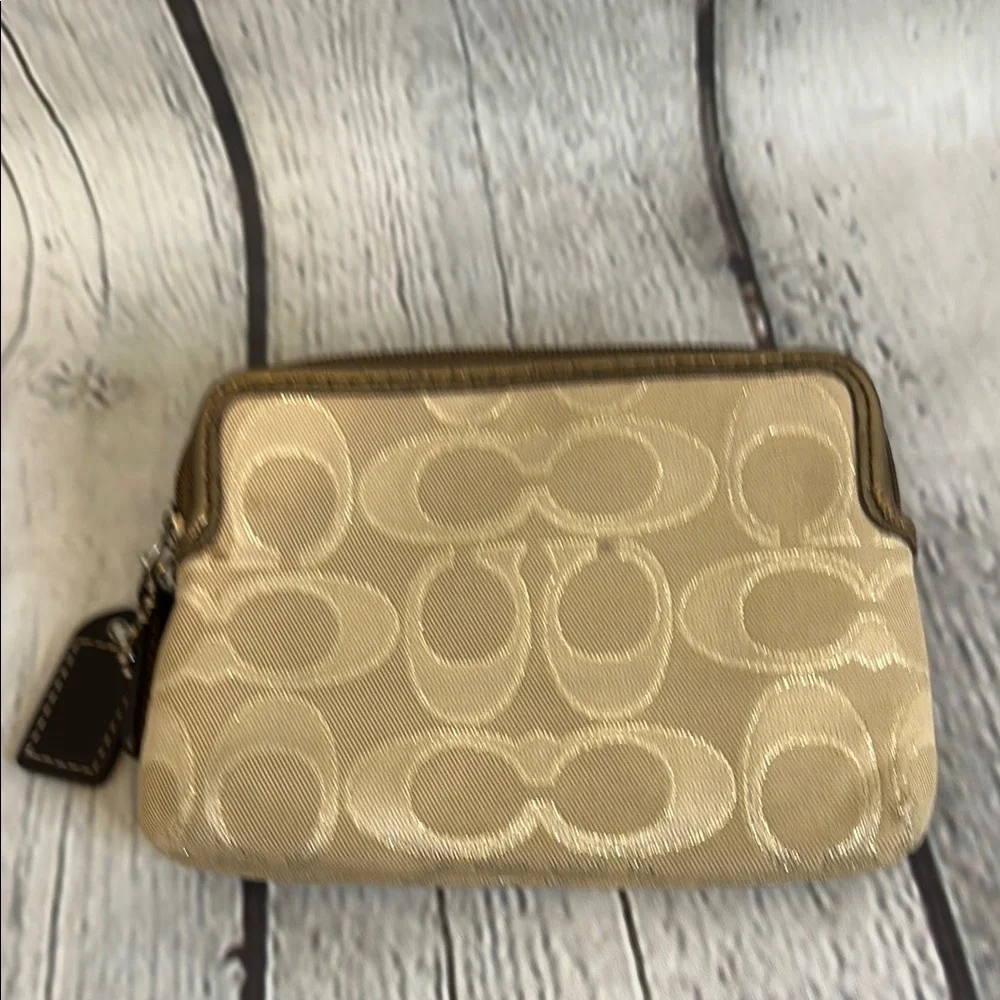 Coach Metallic Gold and Cream Signature C Women's wallet or clutch